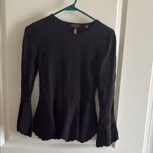 Ted Baker Black Fitted Peplum Blouse